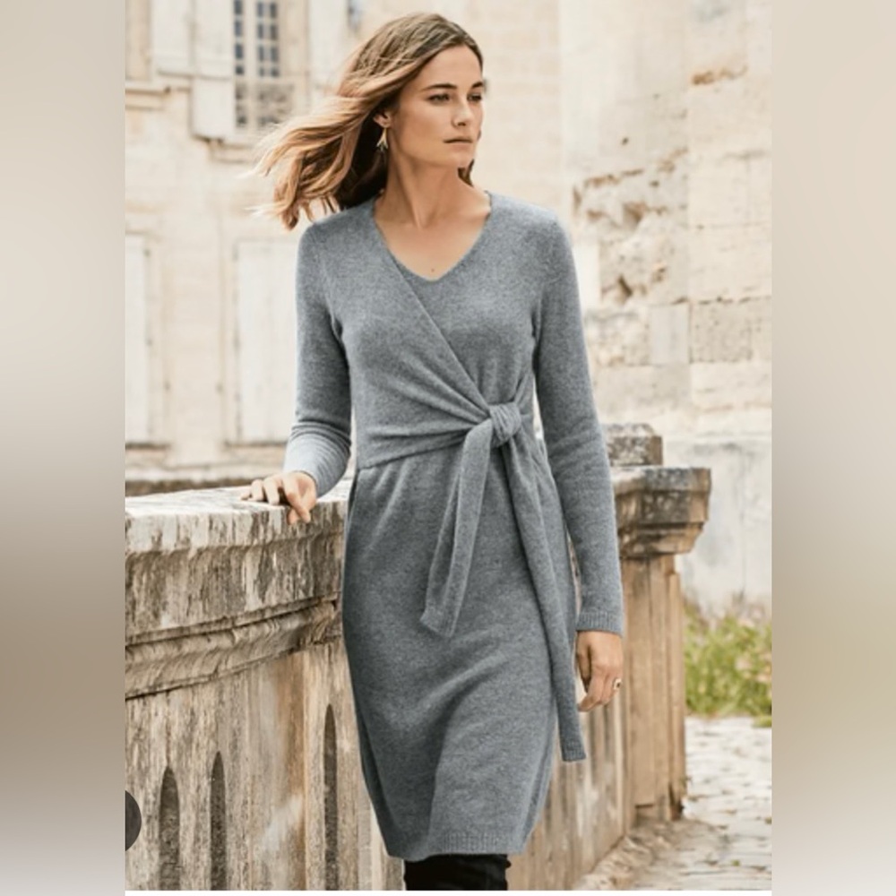 Royal Alpaca Faux-Wrap Dress